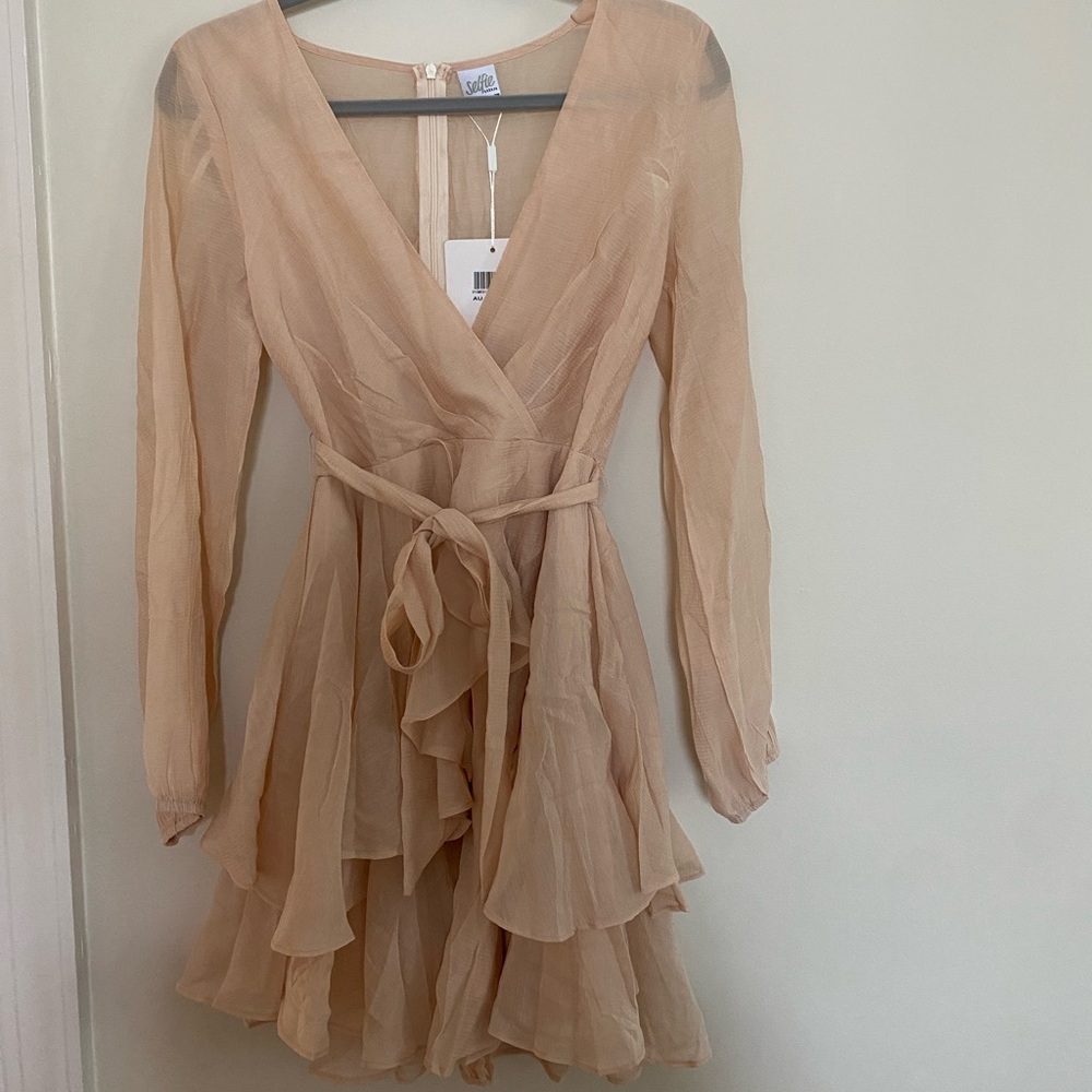 Selfie Leslie tan long sleeve dress
